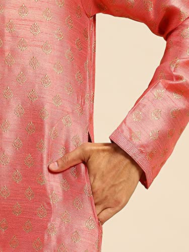 Image of Rajubhai Hargovindas Men's Silk Kurta With Ethnic Motifs Work Woven Design