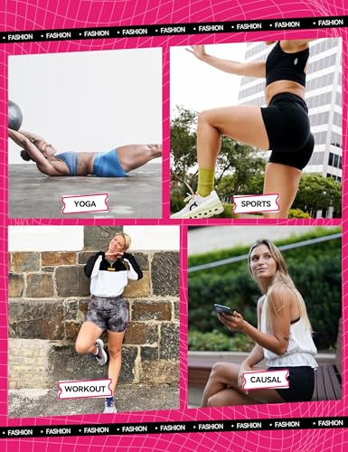 Showitty Pacote com 3 shorts de motociclista de 10 cm para mulheres com bolsos, shorts de ioga de ci