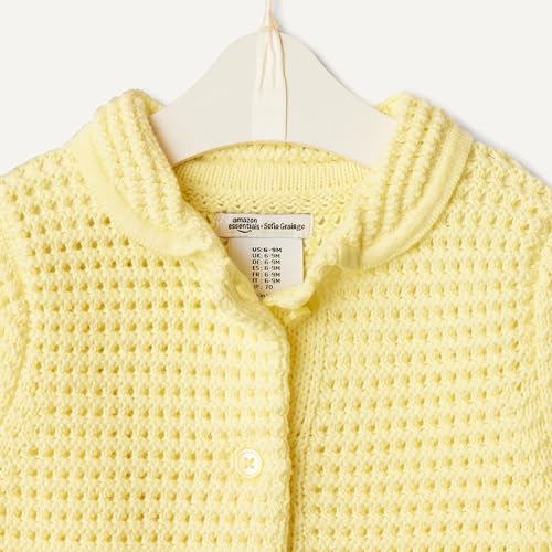 Image of Amazon Essentials x Sofia Grainge Toddlers and Baby Girls' Cotton Short Sleeve Button Front Sweater with Peter Pan Collar