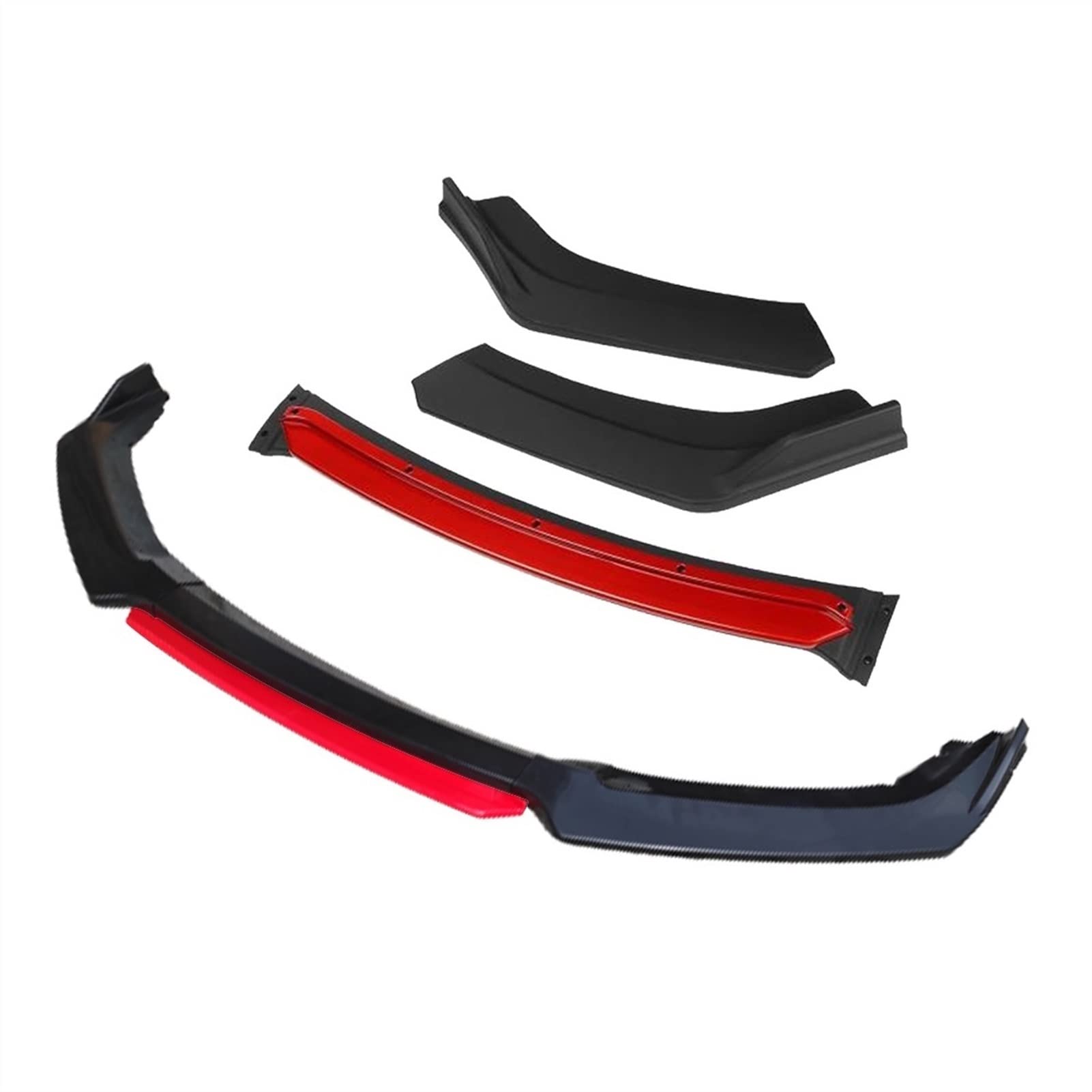 3 szt. Przedni zderzak samochodowy część rozdzielająca nakładki zderzaka dyfuzor Lip Body Kit Spoiler zderzaki, dla Hyundai, dla Elantra, 2000-2020 czarny Przedni zderzak samochodowy(4pcs+Red)