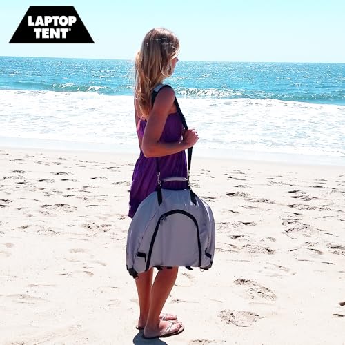 LAPTOP TENT - Portable Sun Shade & Water-Resistant Beach Bag for Outdoor Work | Heat & UV Reflective Fabric | Computer Privacy Hood & Glare Shield | Convertible Tote for Laptop, Towels, Drinks & More3