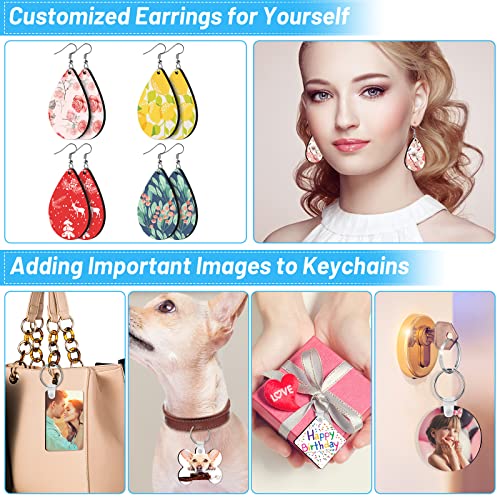 82 Pcs Sublimation Blanks Products Set, Modacraft Diy Sublimation Starter Kit With 20 Car Coasters, 12 Keychains, 8 Earrings, 4 Mouse Pads, 3 Pillow Covers, 3 Puzzles #TOP4