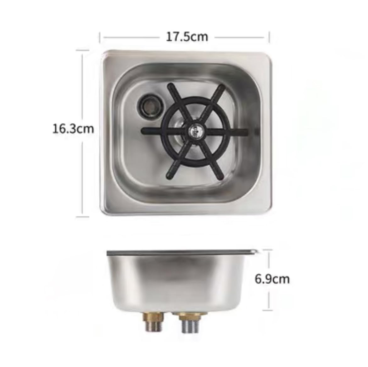 Lavavasos Automático, G1/2 Lavadora de Acero Inoxidable con Manguera, Enjuagadora Accesorios para Fregaderos, para Bar Pub Café Restaurante
