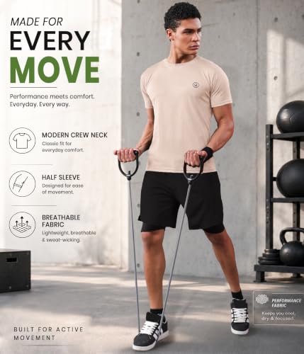 Image of CHKOKKO Gym T Shirts for Men Workout Activewear Solid Quick Dry Sports Tshirt for man Breathable Lightweight Half Sleeve Regular Fit Round Neck Running Boys T Shirt