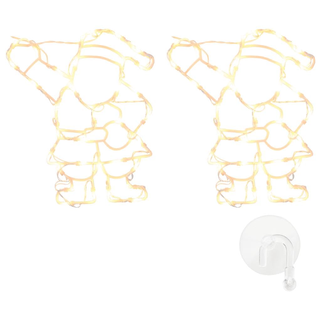 Luci natalizie a sagoma di Babbo Natale a LED, bianco caldo, 2 pezzi