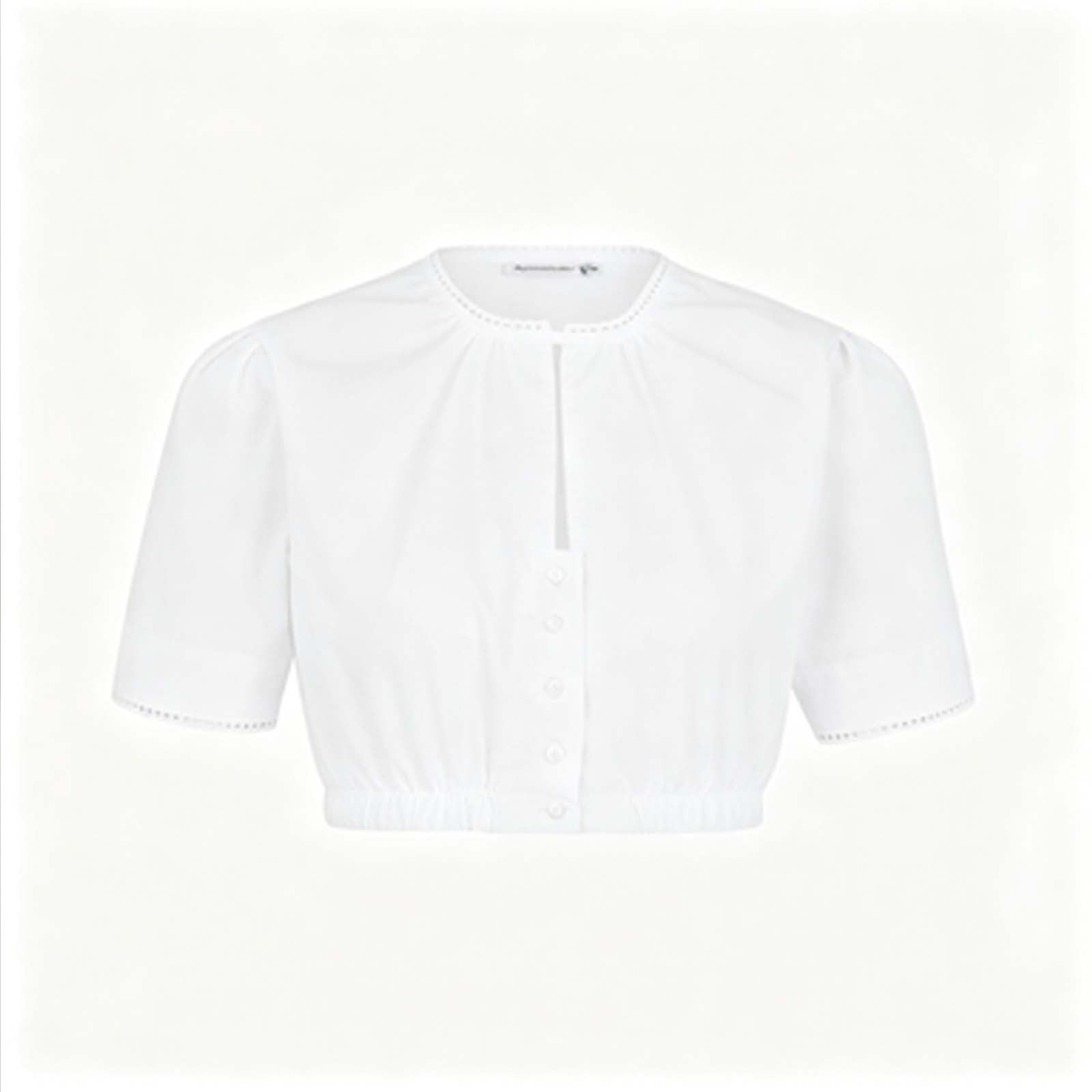 Generisch Top corto in pizzo con maniche a sbuffo da donna, elegante, in stile barocco, ideale per feste, viaggi, ufficio, appuntamenti, vita quotidiana, versatile con jeans, gonne, pantaloni o