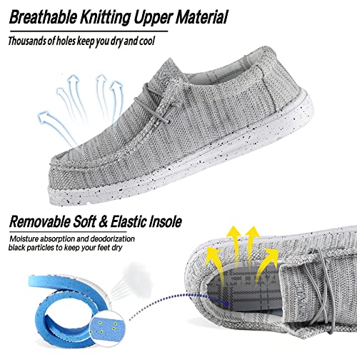 ASITVO Men's Wide Loafers & Slip-ons Casual Slip on Walking Shoes Width Toe Box Size 11 Breathable Lightweight Non Slip Elderly Diabetic Boat Shoes Grey 45 - Image 2