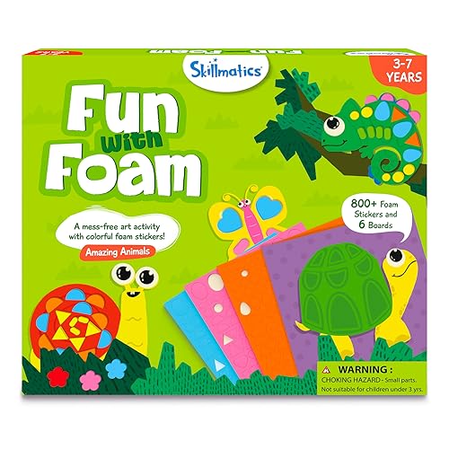Skillmatics Foam Sticker Art Activity - Animals, Stocking Stuffers, Mess-Free Fun for Kids, 800+ 3D Foam Stickers, DIY Felt Craft Kits, Christmas Gifts for Boys & Girls Ages 3, 4, 5, 6, 7