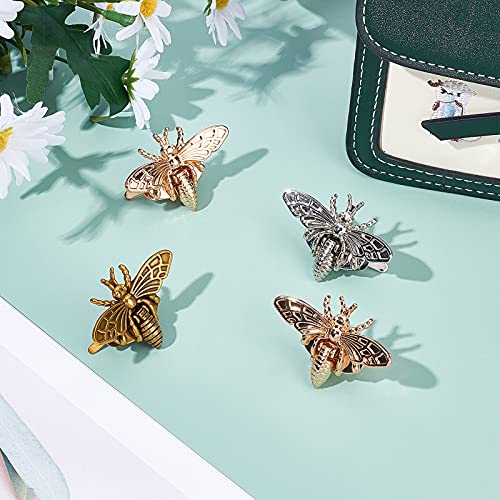 Image of GORGECRAFT 4 Sets Turn Lock Bee Shape Bag Clasps Closures Latch Metal Hardware Clip Clasp Buckles for Purse Handbag Backpack Craft Making