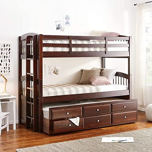 Litera individual sobre individual con riel de seguridad, escalera, cama nido individual con 3 cajones para adultos, no necesita somier, muebles para dormitorio, sala de estar, habitación de invitados