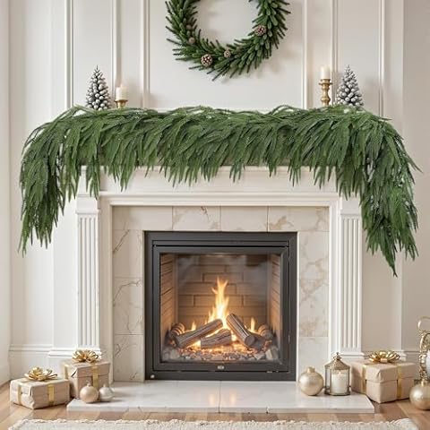 Alupssuc 9FT Realistic Christmas Garland,PE Artificial Christmas Garland for Fireplace Doors, Windows, and Stairs, Indoor and Outdoor Christmas Decorations, Green Cover