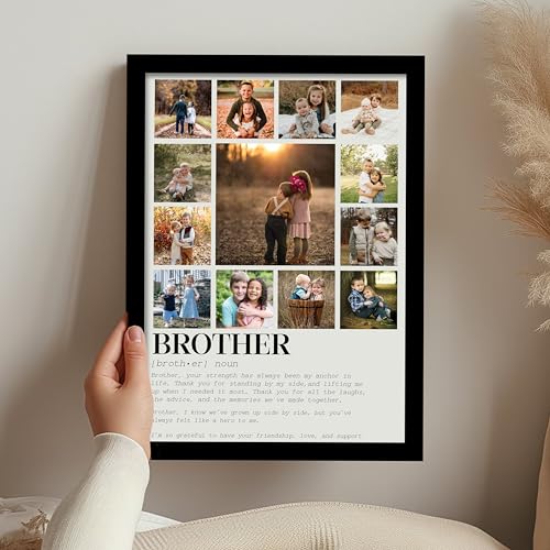 Image of Art Street Customized Brother's Gift for your Brother with 13 Pictures Collage print for Rakhi Gifts Photo Frame With Photo Upload, Birthday, Couple, Parents (9.2x12.6 Inch)