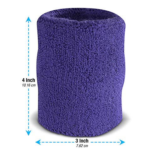 Image of Suddora Arm Sweatbands, Absorbent and Breathable Thick Cotton Bands for Working Out, Gymnastics, Basketball, Tennis, and Football, Multiuse 4-inch Wristbands for Costumes and Cosplay