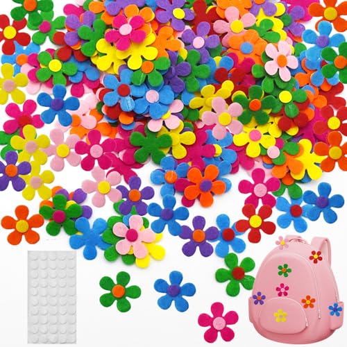 SHENSAIGO 200 Stück Fliz Blüten Bunte, Filzblumen Zum BastelnBunte, Filzblumen für Kinkder Basteln, Grußkartenzubehör, DIY Blumen Filz Basteln ﻿