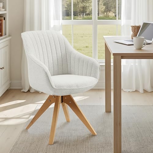 Zouron Chaise de Salle à Manger (avec Coussin épais), Chaise de Bureau pivotante sans roulettes (360°), Fauteuil de Salon (Ergonomique),Lot de...
