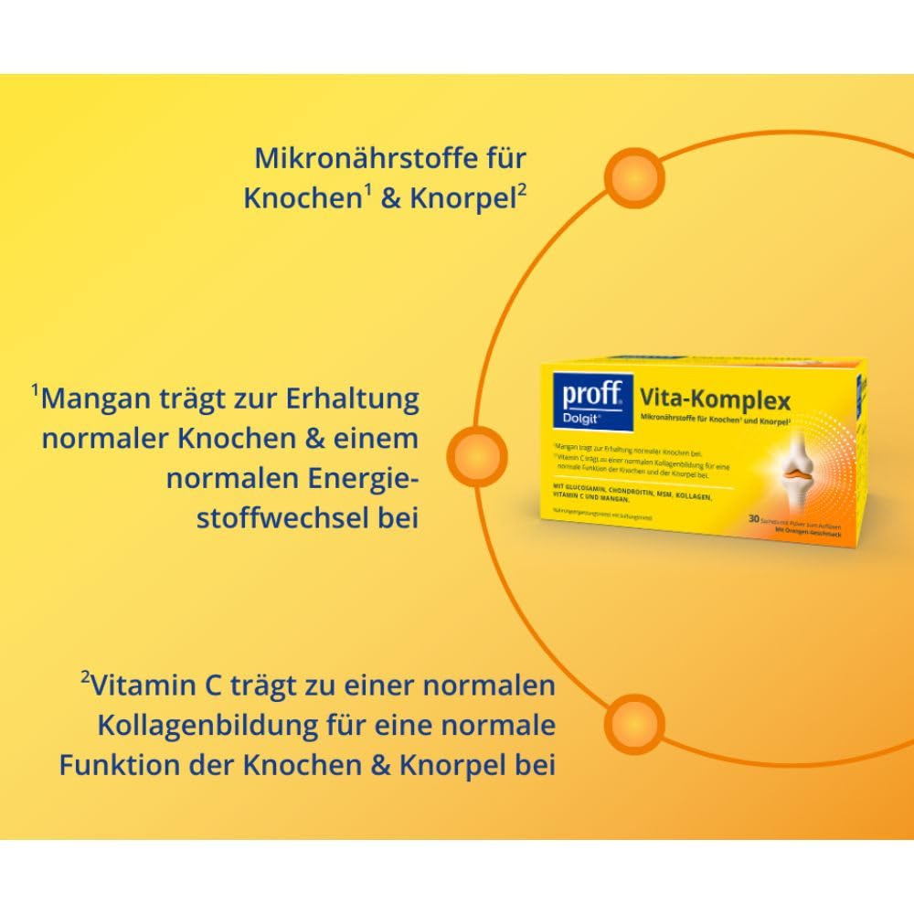 Proff Dolgit Vita-Komplex Pulver für Knochen und Knorpel mit Orangen-Geschmack, 30 St. Beutel