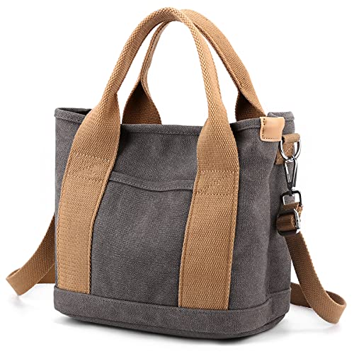 Handbag for Women Multi-Pockets, Canvas Tote Shoulder Bags with Zipper, Satchel Hobo Bag for Travel Work