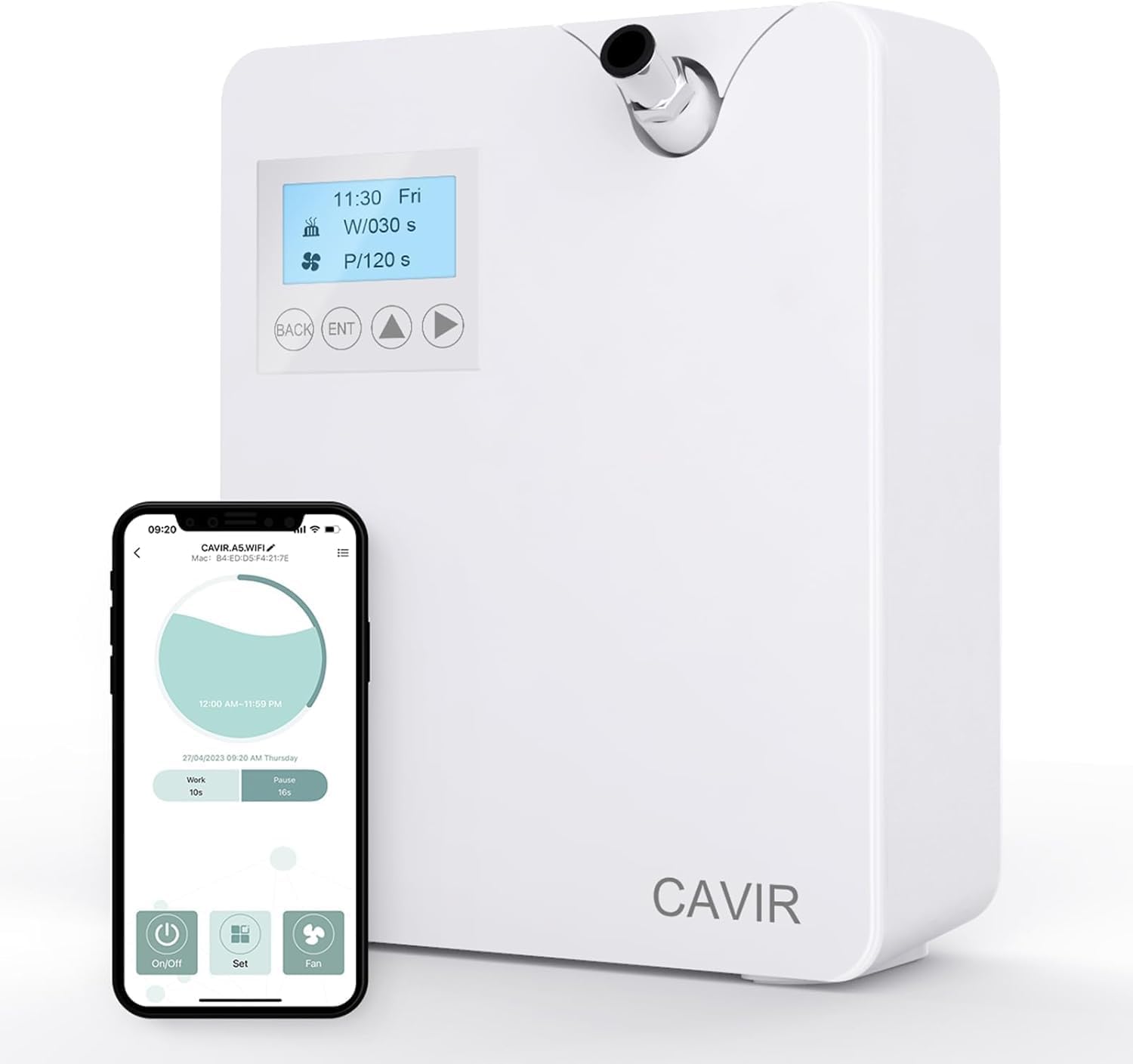 Cavir Diffusore di oli Essenziali, 300 mL Tecnologia di Nebulizzazione Senza Acqua, copertura di 2000 piedi quadrati, compatibile con sistemi HVAC