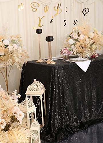 Eternal Beauty Sparkly Rectangle 127 x 203 cm Sequin Tablecloths Wedding Party Banquet (Black,50x80 inches) - Image 3