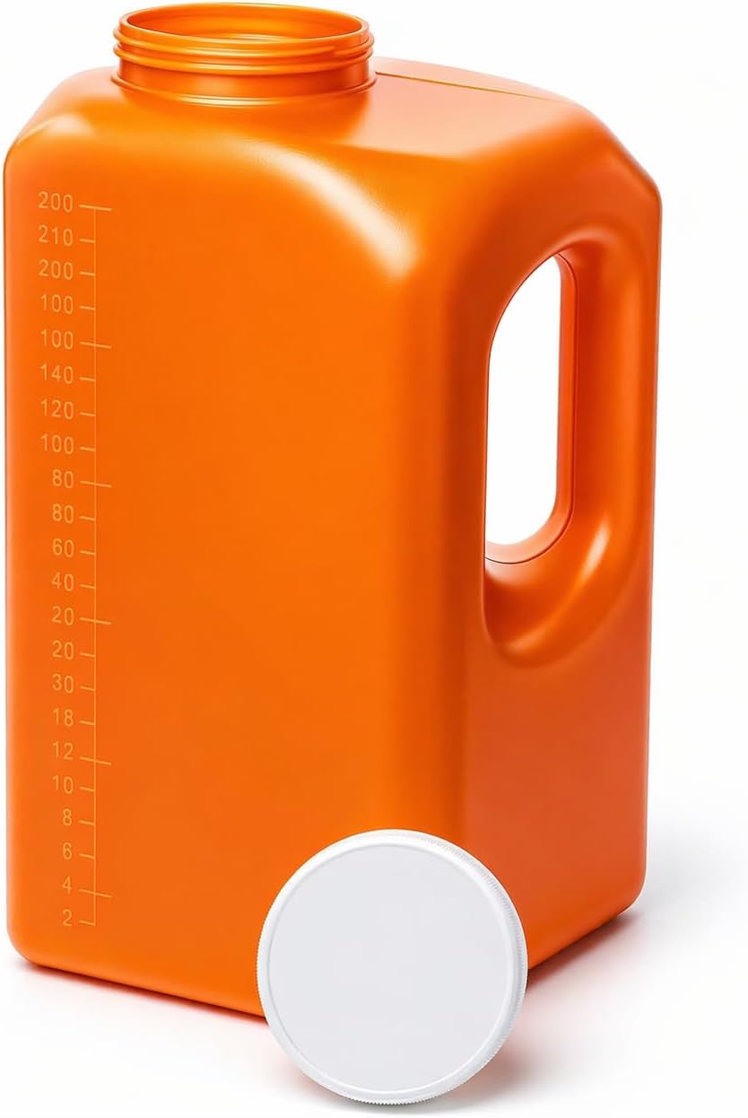 Vakly 24-Hour Urine Collection Bottle – Large Graduated Container with Easy-Grip Handle, Wide Opening & Screw-On Cover for Overnight Collection