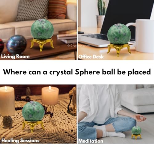 Image of Certified Crystal Ruby Fuchsite Ball for Meditation - Premium Crystal Vastu Items for Home and Feng Shui Items for Good Luck - Ideal for Pooja Supplies and Spiritual Practices
