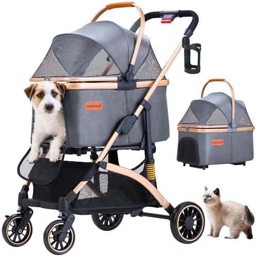 Dog Stroller with 6 Shock Absorption System Gray