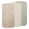 mushie Water Repellent Changing Pad Liners | Made with Organic Cotton | Set of 3 (Pastel Blooms Combo)