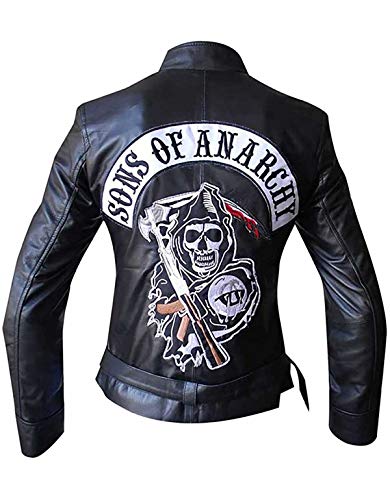Suiting Style Sons of Anarchy Highway - Chaqueta de piel auténtica para motociclista, color negro, Piel sintética., XXL