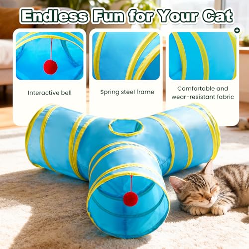50% Off Love's Cabin 3-Way Cat Play Tunnel with Teaser Wand
