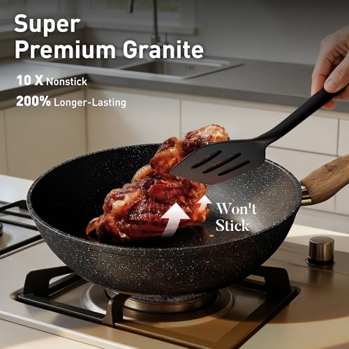 Image of DishDelight Non Stick Pots and Pans Set, 12 Piece Kitchen Cookware Sets | Granite Pans Set for Cooking, Compatible with Induction, Gas & Electric Stoves, PFOA & PFOS Free, Even Heating, Easy to Clean