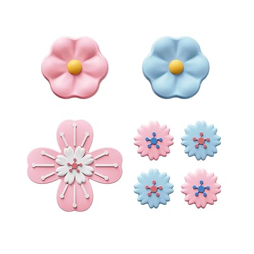 JEMDO Capuchon de poignée en Forme de Fleur Compatible avec Switch/OLED/Lite, Ensemble de Capuchons de Boutons croisés en Silicone Souple, Accessoire de Capuchon de Joystick de Bouton de clé ABXY