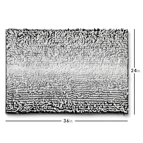 Hearth & Harbor Bathroom Rugs, Chenille Bath Mat - Machine Washable Bath Mats for Bathroom Non-Slip Backing Rubber, Quick Dry Bathroom Mat, 24 x 36 - Ombre Black by Hearth & Harbor - Used condition - Image 3