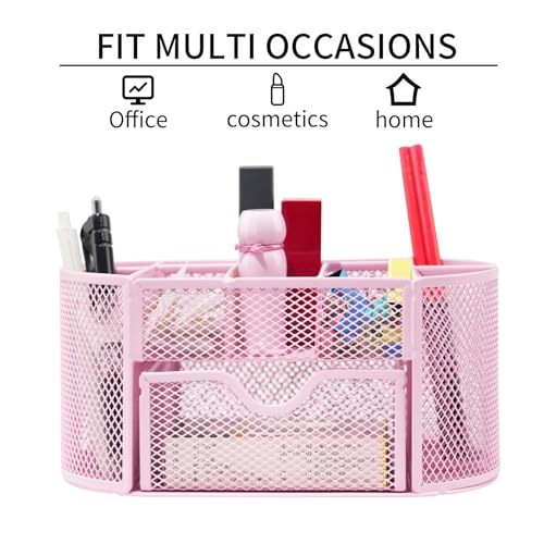 Desktop-Organizer-with-Pencil-Pen-Holder-and-Accessories-Offering-8-Compartments-and-1-Drawer-for-Home-School-and-Office-Cherry-Blossom-Pink
