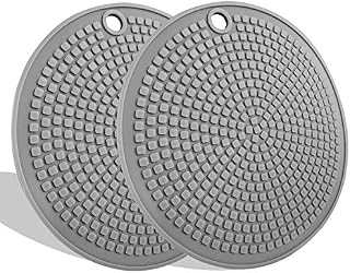 LogHog Set of 5 Thickened Silicone Pot Coaster Trivet Mats,Pot Holder/Hot Pads,Non Slip Durable Flexible Table Mats Round Honeycome Multipurpose Kitchen Heat Resistant Mat (Teal)