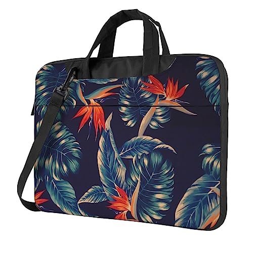 Housse ordinateur portable avec bandoulière sacoche fleurie tropicale Hawaï