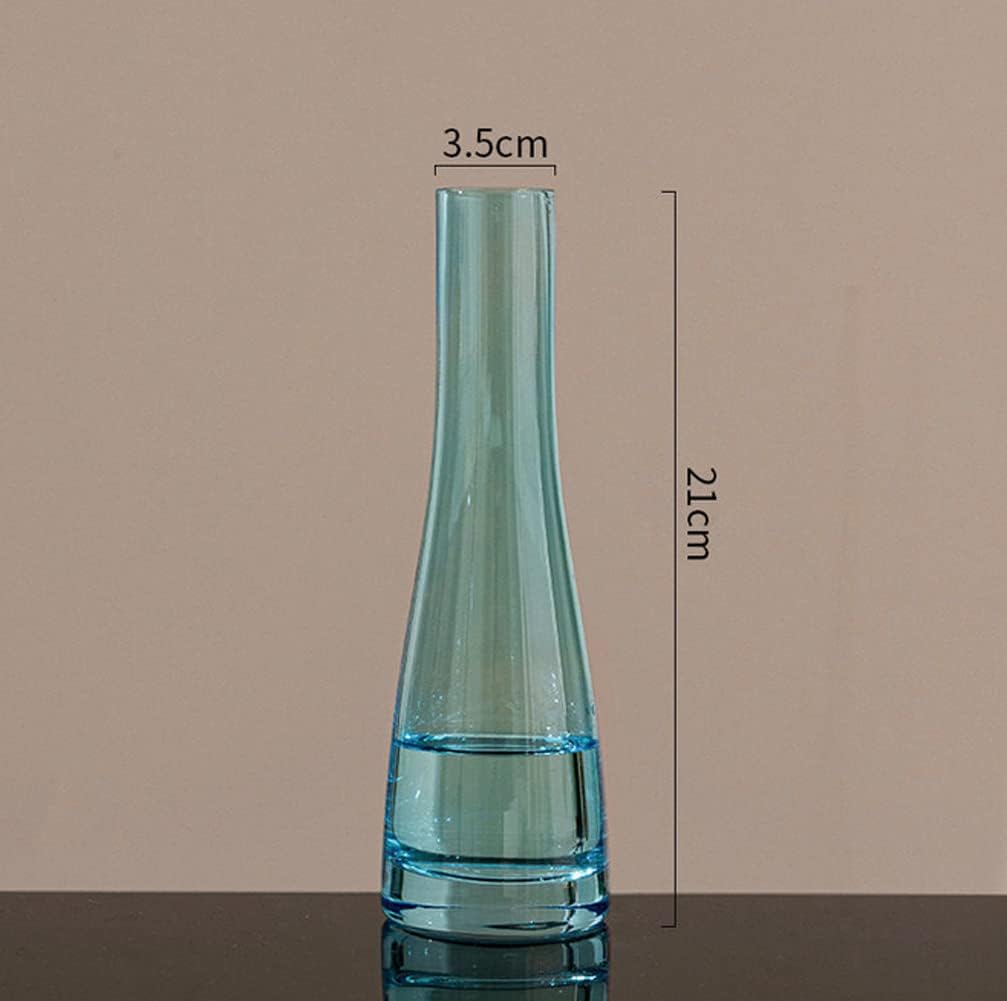 Hand-Made Blown Art Bud Glass Vase Clear Flower Bud Vase Single Stem Vases Decorative Glass Vase Bottles Centerpiece for Wedding Party Home and Office Décor(Blue) - Image 8