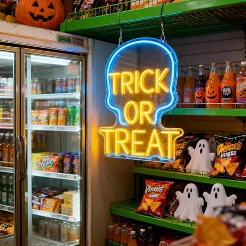 Image of Custom Skull Led Neon Sign, Personalized Halloween Skull Neon Signs for Wall Decor, Window, Room, Home, Party, Indoor, Business