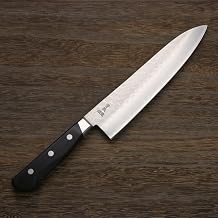 HONMAMON Hammered Pattern Gyuto Chef's Knife 200mmABT 7.9 Inch, Aogami Steel Edge Sandwiched by Stainless Steel, Double Bevel