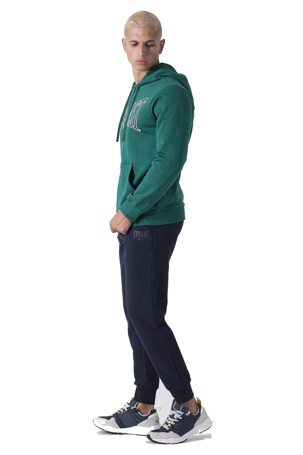 Everlast tuta da ginnastica per uomo completo sportivo in cotone felpato set per sport e tempo libero o palestra (IT, Testo, S, Regular, Regular, Verde/Blu capp.) | Felpato