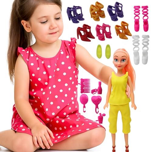 MAZHALAIYAR TOYS Dolls for Girls | Doll with Moveable Arms &Neek | Accessories Set | Dolls for Girls Age 5 to 10 Years | Soft Toy Gift for Kids Baby Girl
