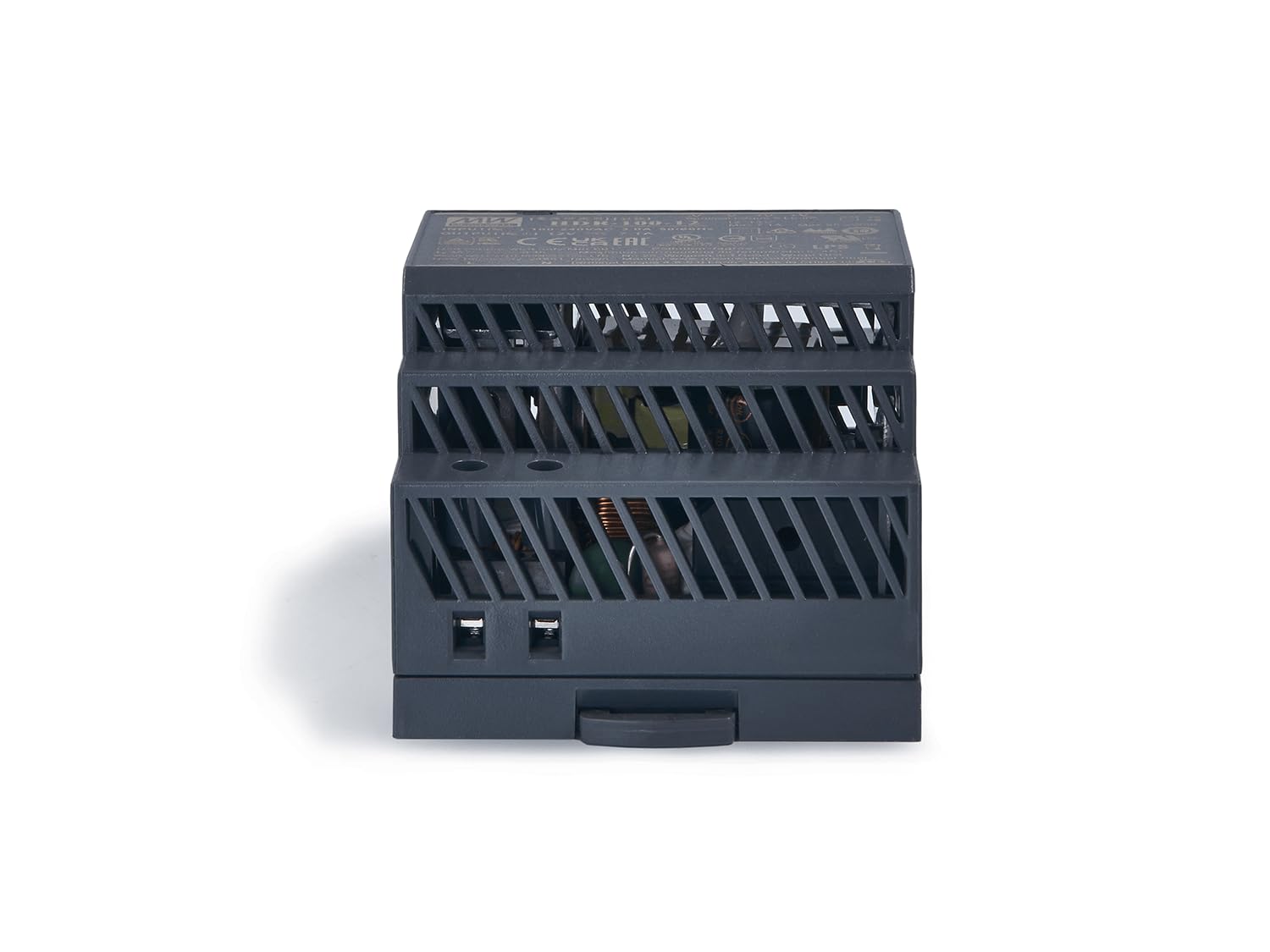 Industrieschienen Trafo DIN Mean Well - Hutschienen Netzteil mit 12V, 100Watt, 7.1A - Schutzart IP20 - Hutschienen Netzteil DIN-Rail - Überspannungsschutz - Passivkühlung - 58x70x92mm
