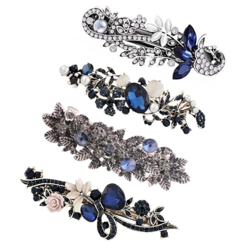 Pince cheveux vintage avec ressort Mikikit barrette fleurs strassées de qualité