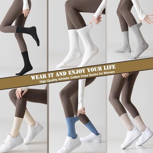 Image of MAGIARTE Womens Athletic Cotton Crew Socks Moisture Wicking Breathable Sports Casual Socks for Women 3 /5-PACK