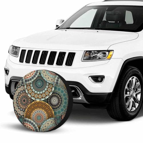 Image of Colorful Flowers Spare Tire Cover Polyester Universal Wheel Tire Cover for Trailer Camping Weatherproof for Rv SUV Truck Camper Travel 15 inch STC086