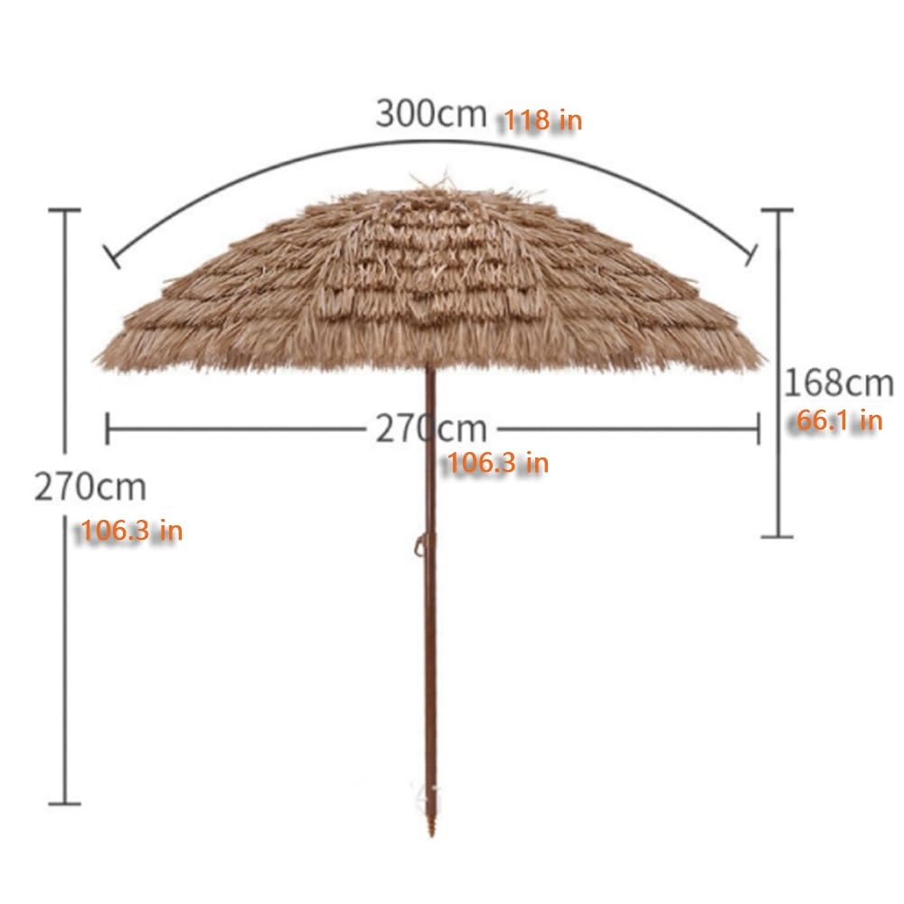 Parasole Hawaiano 240 300cm Ombrellone Da Spiaggia Inclinabile | Ombrellone Da Esterno Hawaiano 8 Costole Ombrellone Per Esterni, Piscina, Cortile
