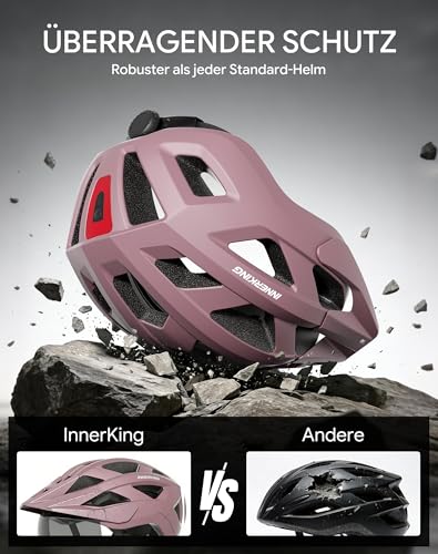 InnerKing Fahrradhelm Herren Damen Leichte Fahrradhelm mit LED Licht – Ansicht 3