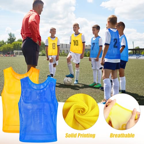Image of Vabean 24 Pack Nylon Mesh Scrimmage Team Practice Vests Pinnies Jerseys Train Vest for Adult Sport Basketball Soccer Football