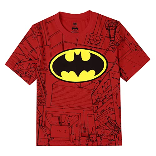 Image of Kidsville Batman Printed Regular Fit Yellow Cotton Boy's T-Shirt