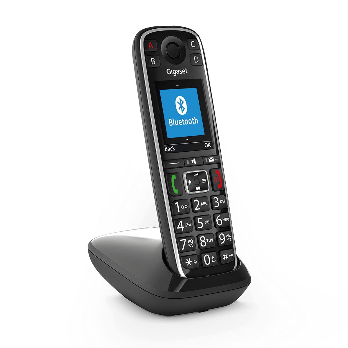Gigaset E720 - Téléphone fixe sans fil avec larges touches et grand écran couleur rétroéclairés et nombreuses fonctions pour la protection contre les appels indésirables - Noir [Version Française]
