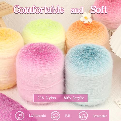 Image of Katech Ombre Yarn for Crocheting-Large Skein of Gradient Yarn Cake-2 Pack of 200g /7.05 oz-80% Acrylic,20% Nylon- #4 Medium-Perfect for Star Blankets, Scarves, Shawls and Garments (L)